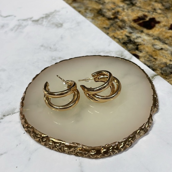 Zara Gold Triple Hoops - Picture 4 of 8
